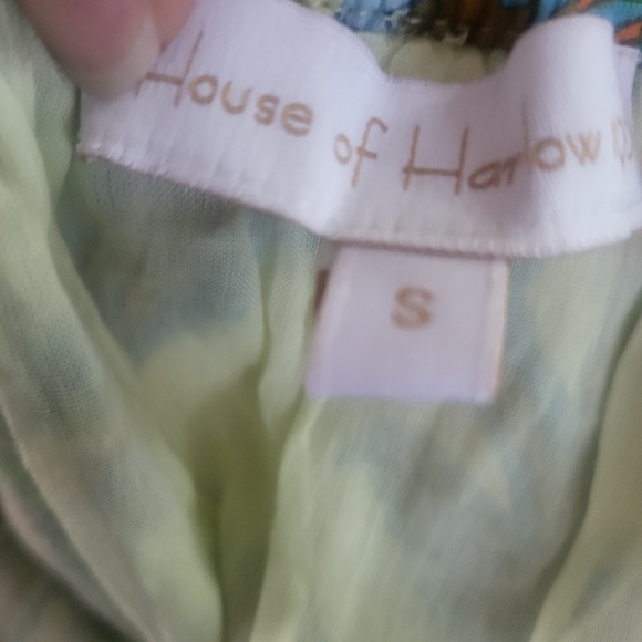 House of Harlow 1960 Boho Floral Blue Ivory Dress Size Small - Picture 6 of 11